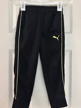 Puma Black Joggers with Neon Yellow Piping